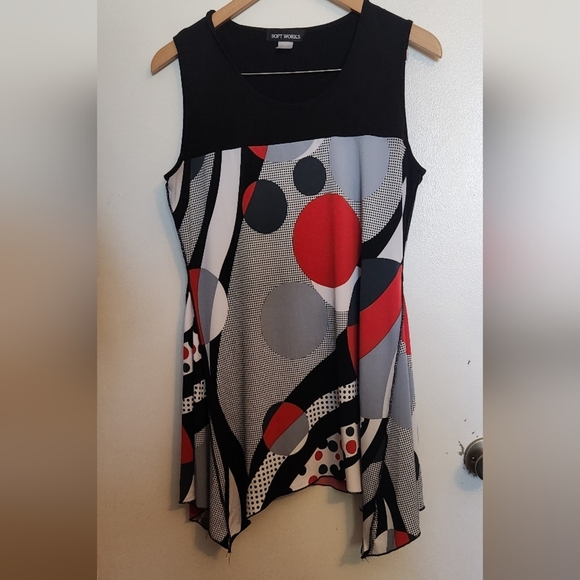 Soft Works Tops - Asymmetrical Shirt with Bold Patterns